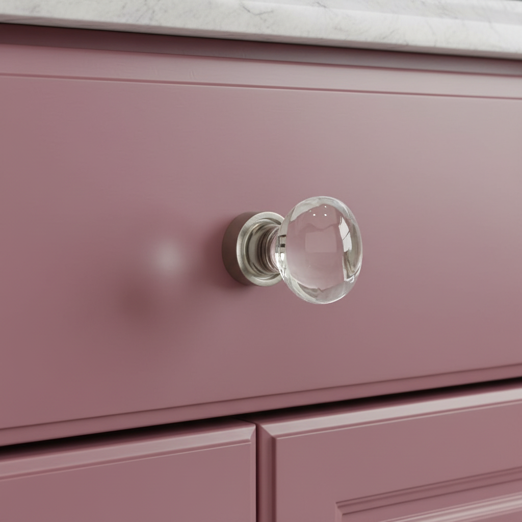 Cosmas 6594SN-C Satin Nickel &amp; Clear Glass Oval Cabinet Knob