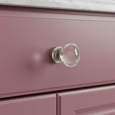 Cosmas 6594SN-C Satin Nickel &amp; Clear Glass Oval Cabinet Knob