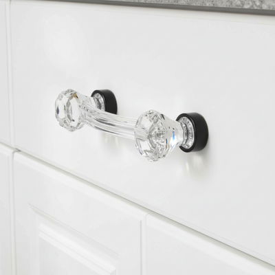 Cosmas 6397FB-C Flat Black with Clear Glass Cabinet Pull