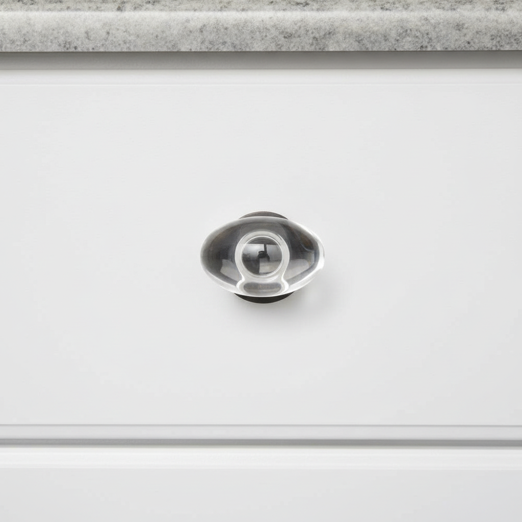 Cosmas 6594ORB-C Oil Rubbed Bronze &amp; Clear Glass Oval Cabinet Knob