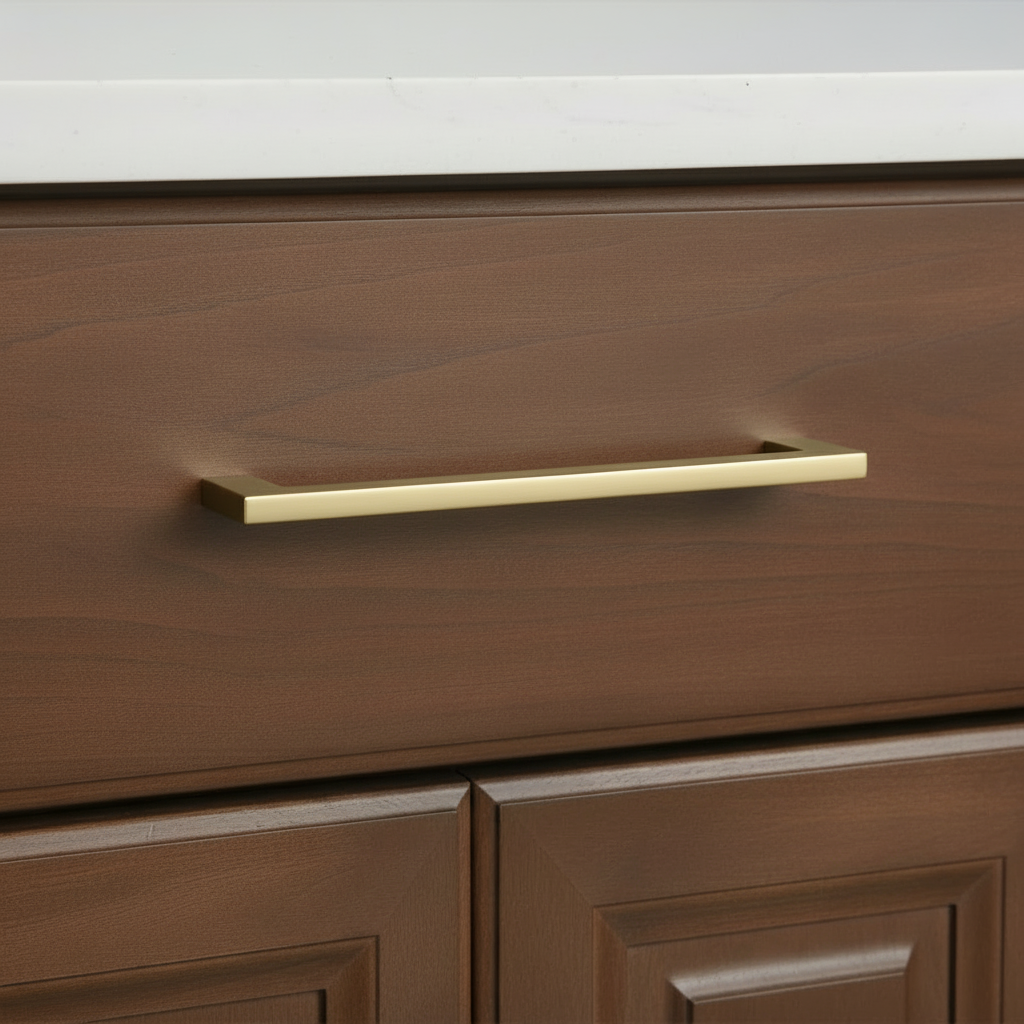Diversa Gold Champagne 5" (128mm) Square Edge Solid Cabinet Pull