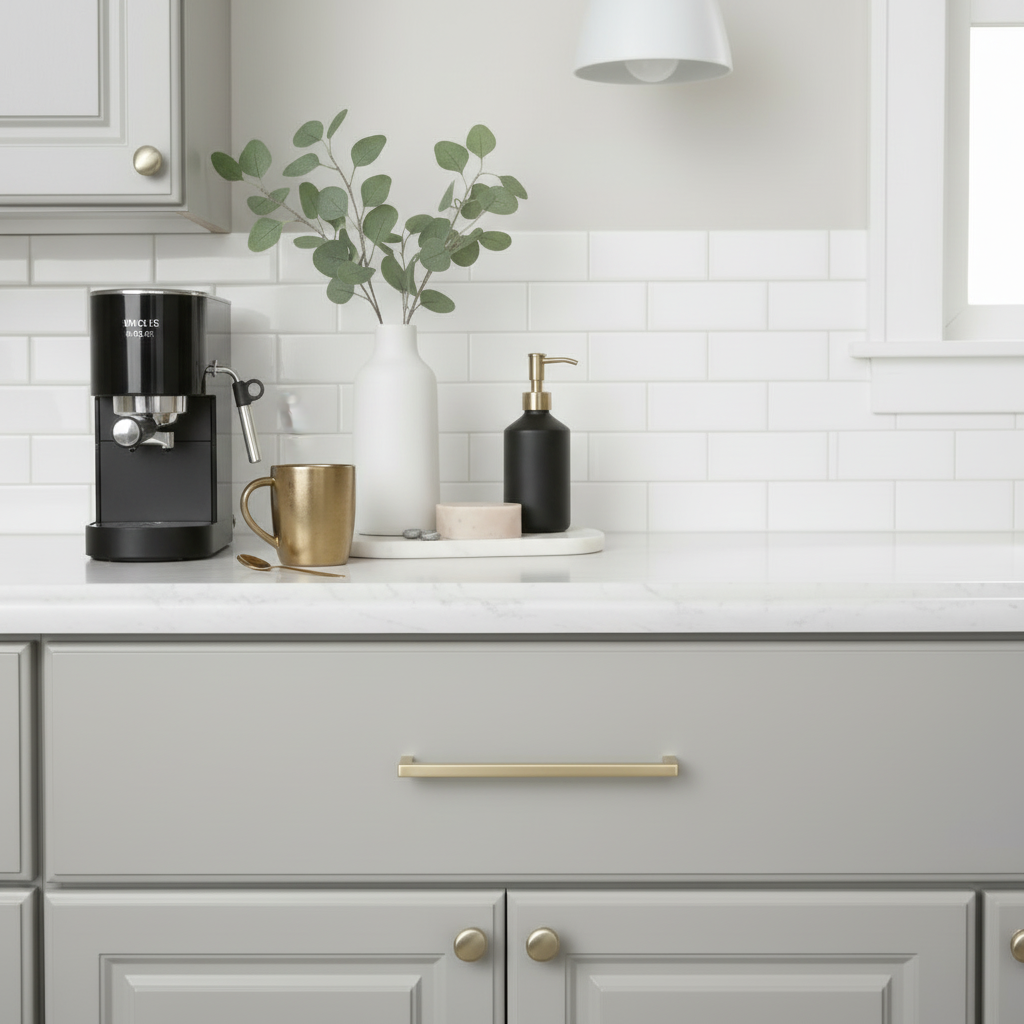 Diversa Brushed Gold 7-1/2" (192mm) Square Edge Solid Cabinet Bar Pull