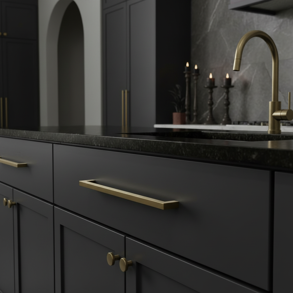 Diversa Gold Champagne 7-1/2" (192mm) Square Edge Solid Cabinet Pull