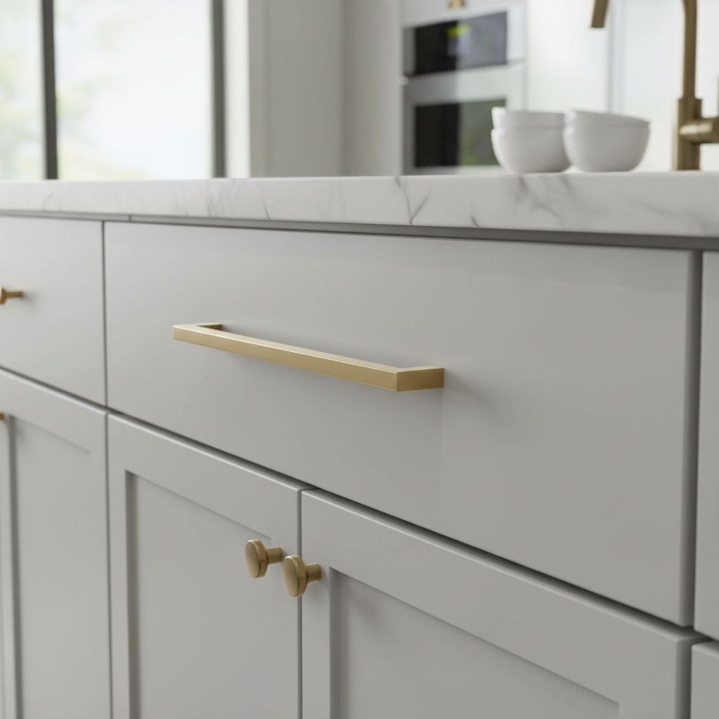 Diversa Gold Champagne 7-1/2" (192mm) Square Edge Solid Cabinet Pull