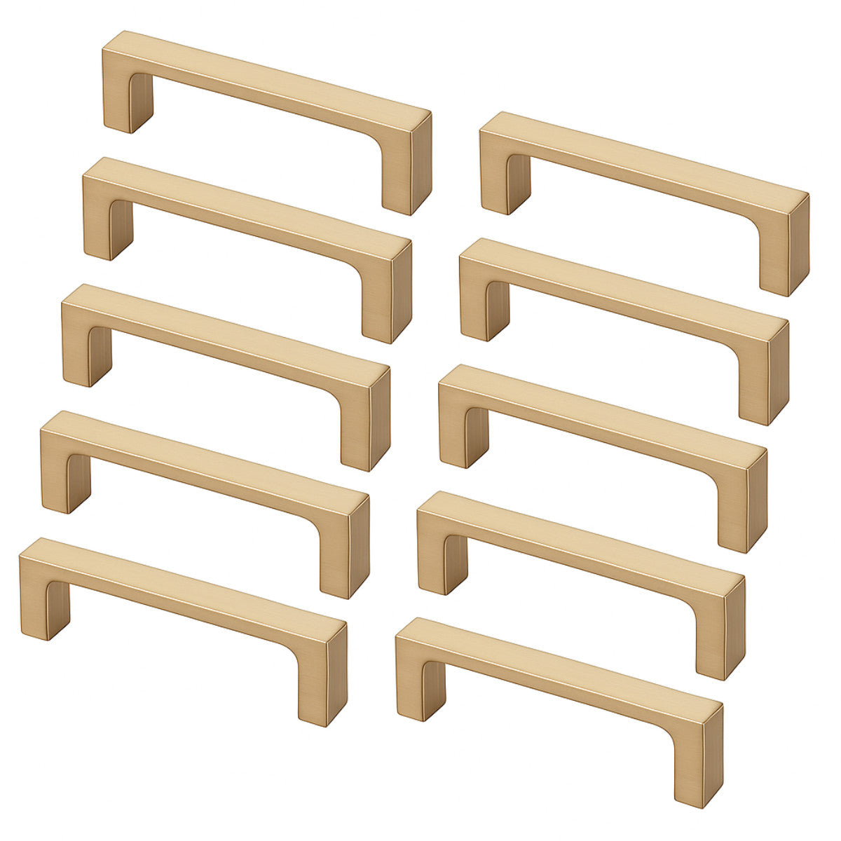 Diversa Gold Champagne 3&quot; (76mm) Square Edge Solid Cabinet Pull - 10 PACK