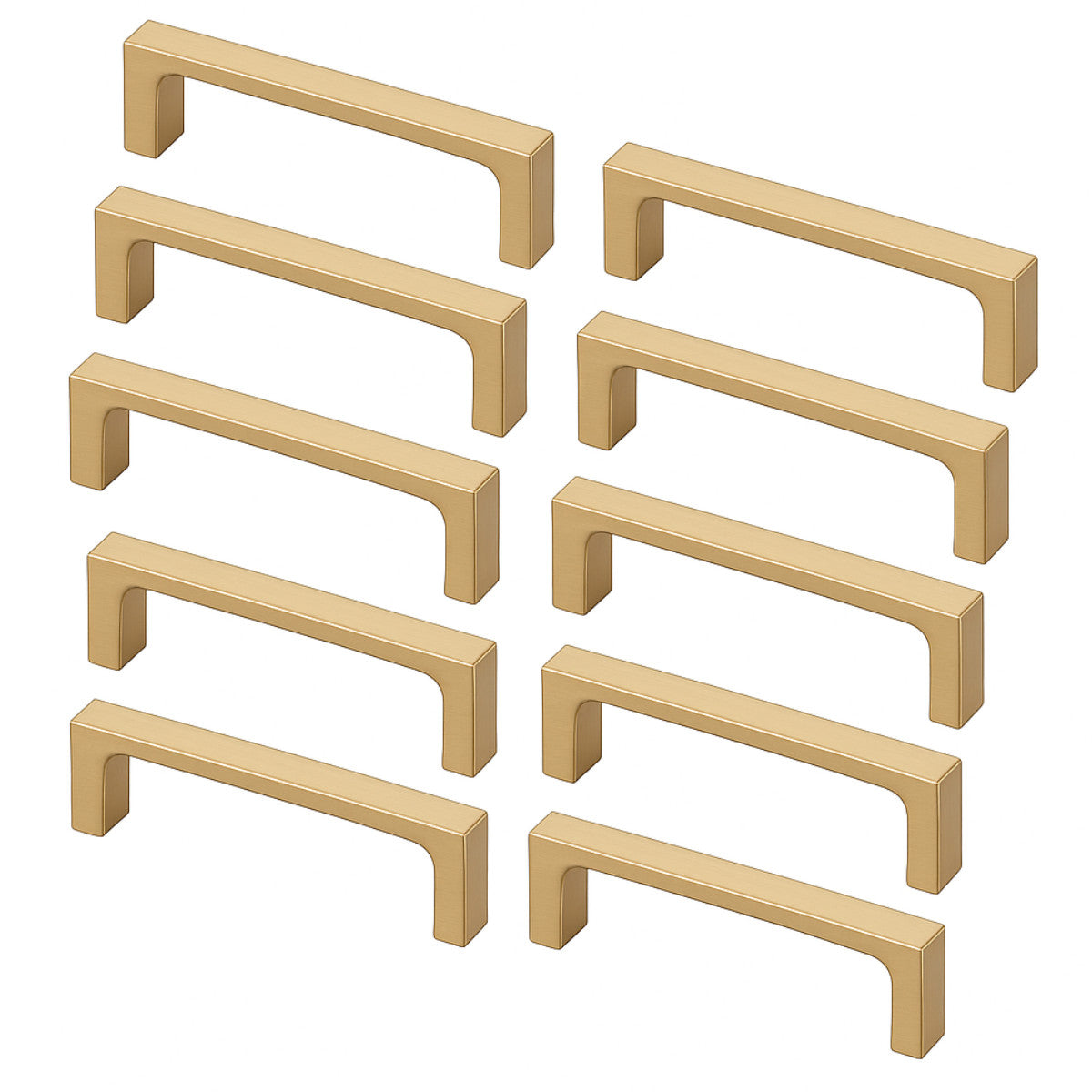 Diversa Gold Champagne 3-3/4&quot; (96mm) Square Edge Solid Cabinet Pull - 10 PACK