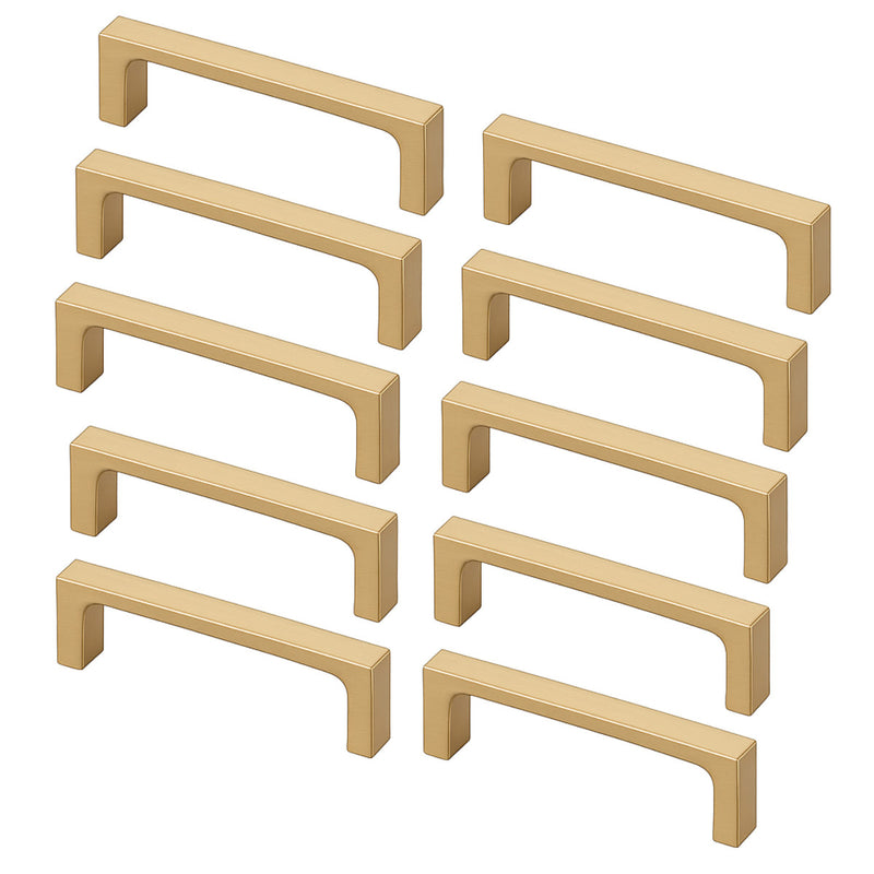 Diversa Gold Champagne 3-3/4&quot; (96mm) Square Edge Solid Cabinet Pull - 10 PACK
