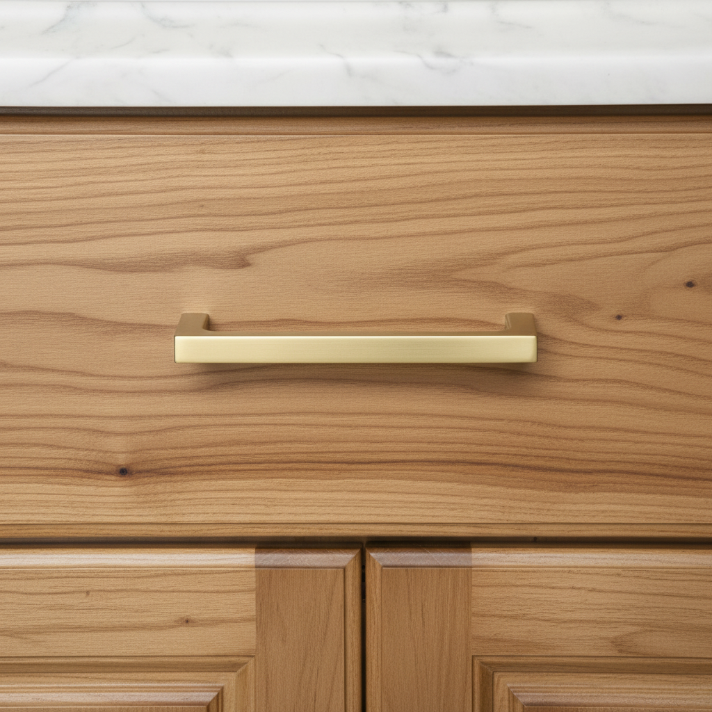 Diversa Gold Champagne 3-3/4" (96mm) Square Edge Solid Cabinet Pull