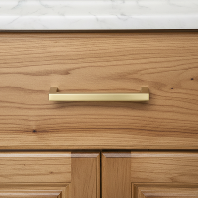 Diversa Gold Champagne 3-3/4" (96mm) Square Edge Solid Cabinet Pull
