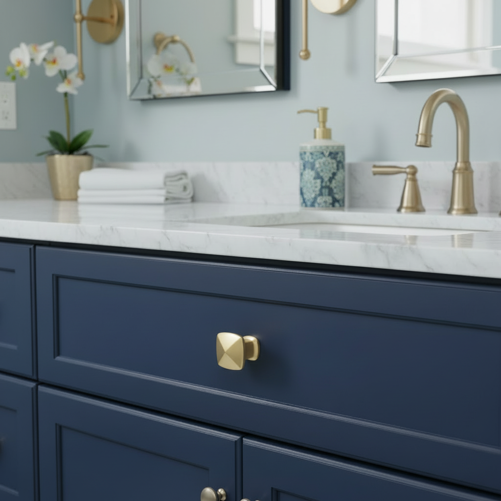 Diversa Brushed Gold Square Solid Cabinet Knob