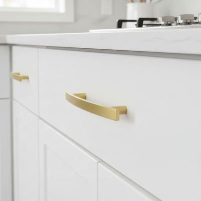 Diversa Brushed Gold Subtle Arch 3-3/4" (96mm) Cabinet Pull