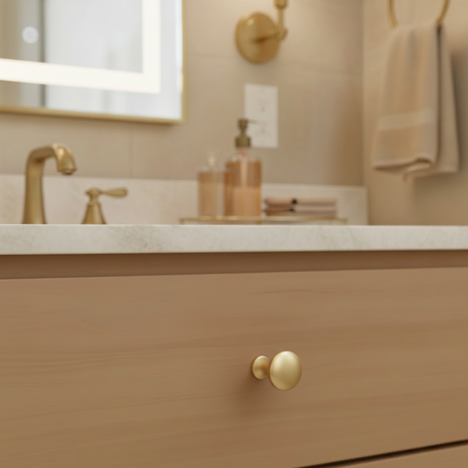 Diversa Matte Brushed Brass Traditional Solid Cabinet Knob