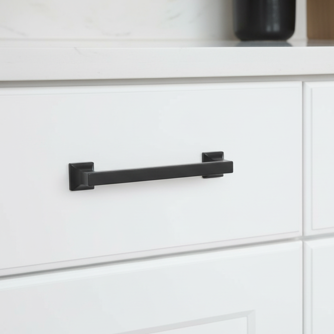 Cosmas 10556-128FB Flat Black Craftsman Cabinet Pull