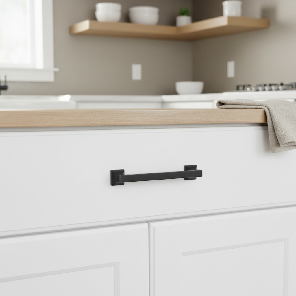 Cosmas 10556-128FB Flat Black Craftsman Cabinet Pull