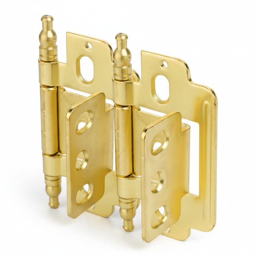 Cosmas 14280-BB Brushed Brass 3/4" Full Inset Partial Wrap Ball Tip Cabinet Hinge (Pair)