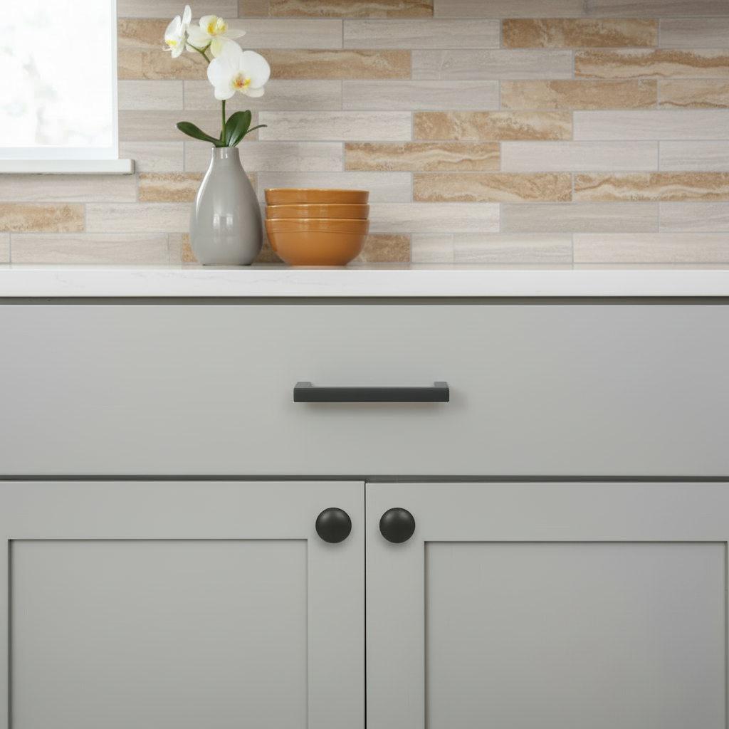 Diversa Matte Black 3" (76mm) Square Edge Solid Cabinet Bar Pull