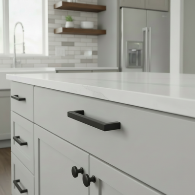 Diversa Matte Black 3-3/4" (96mm) Square Edge Solid Cabinet Bar Pull