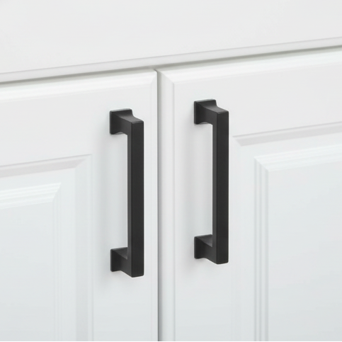 Cosmas 10556-128FB Flat Black Craftsman Cabinet Pull