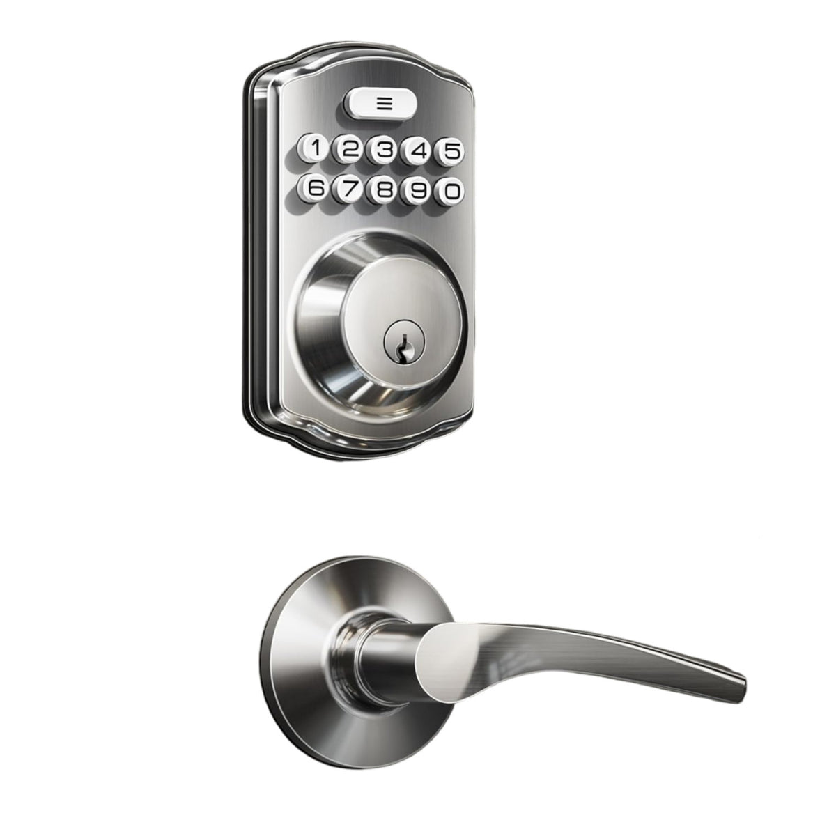 Keyless Entry KS02B Satin Nickel Keypad Deadbolt with Door Lever