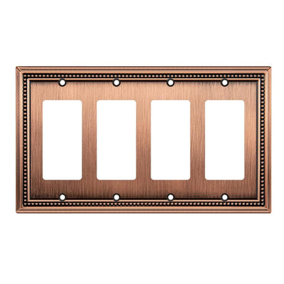 Harmon Antique Copper Quad Decora Decorative Switchplate Cover