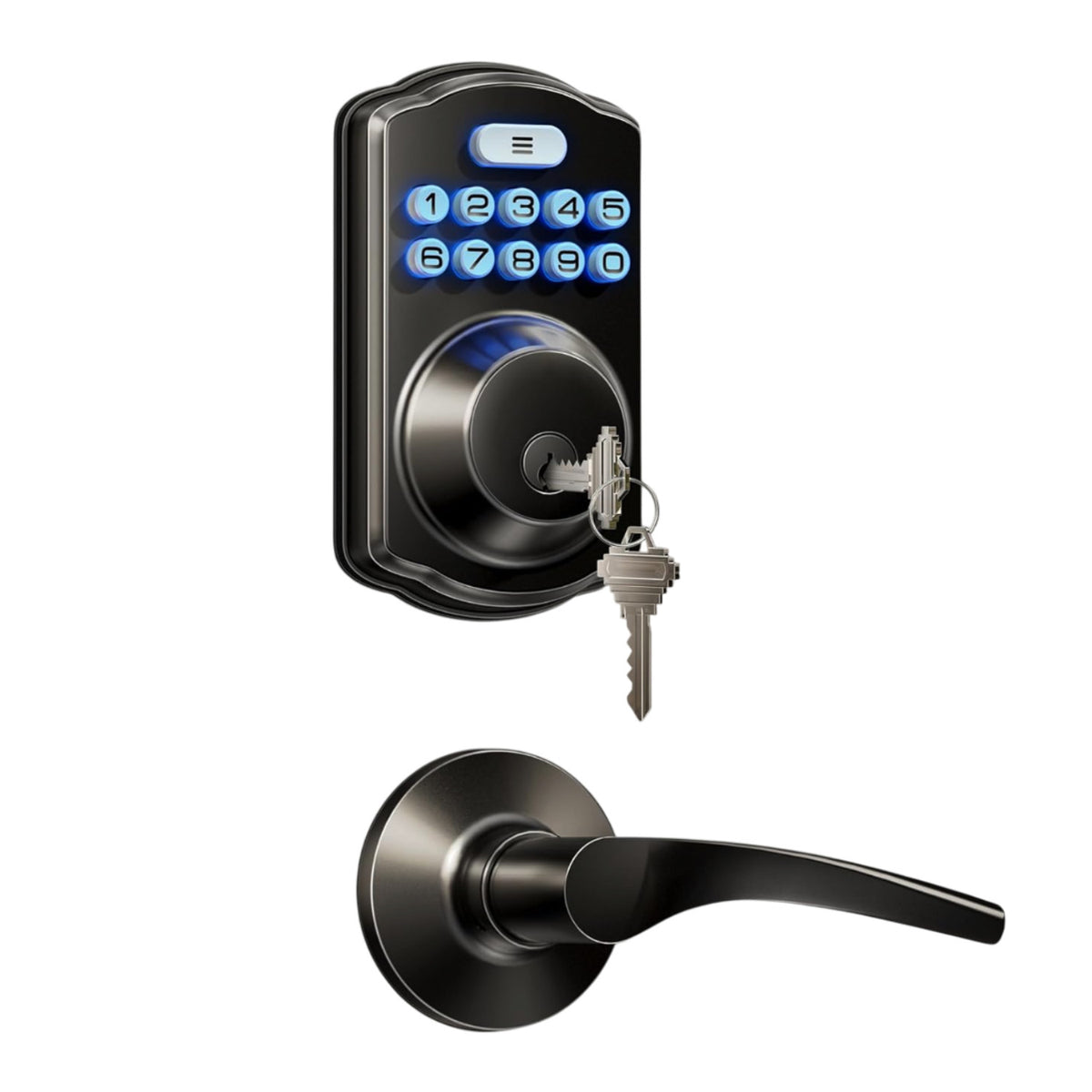 Keyless Entry KS02B Matte Black Keypad Deadbolt with Door Lever
