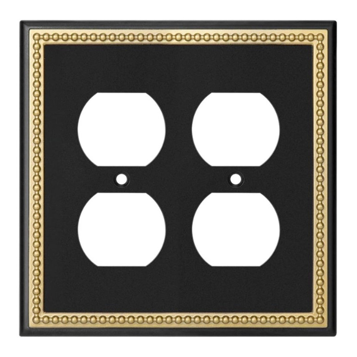 Harmon Black and Brushed Gold Double Duplex Decorative Outlet Cover