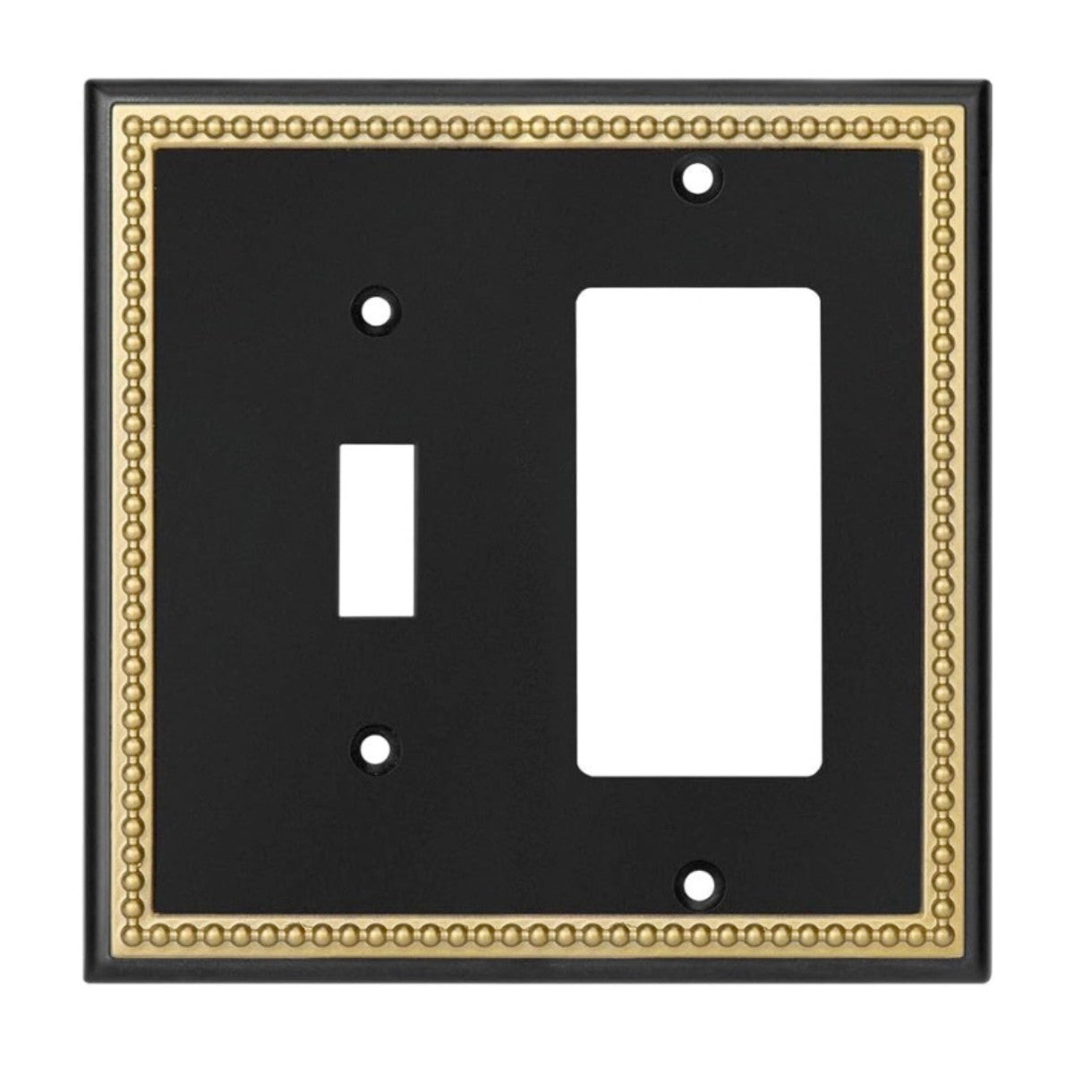 Harmon Black and Brushed Gold Single Toggle / Single Decora Decorative Switchplate Cover