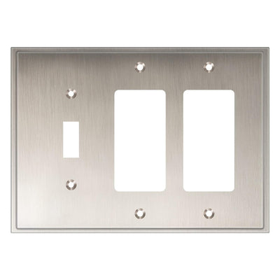 Harmon Satin Nickel Single Toggle / Double Decora Soft Modern Switchplate Cover