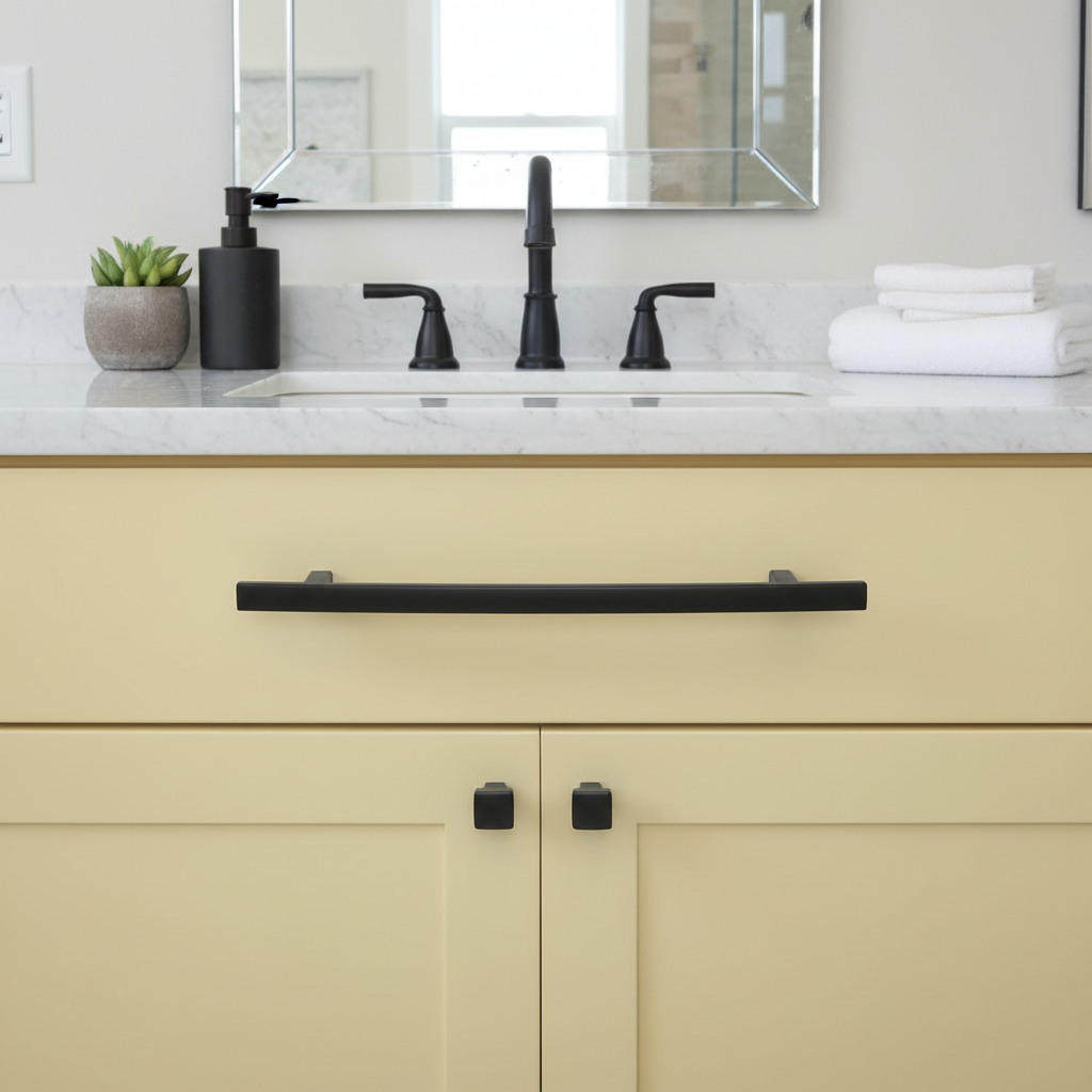 Cosmas 2363-160FB Flat Black Subtle Arch Cabinet Pull