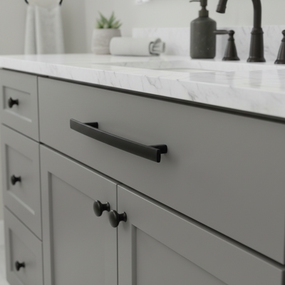 Cosmas 2363-128FB Flat Black Subtle Arch Cabinet Pull