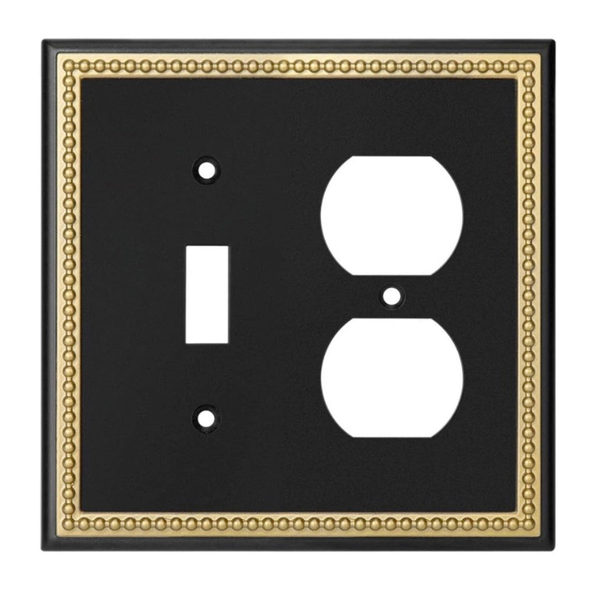 Harmon Black and Brushed Gold Single Toggle / Single Duplex Decorative Switchplate Cover