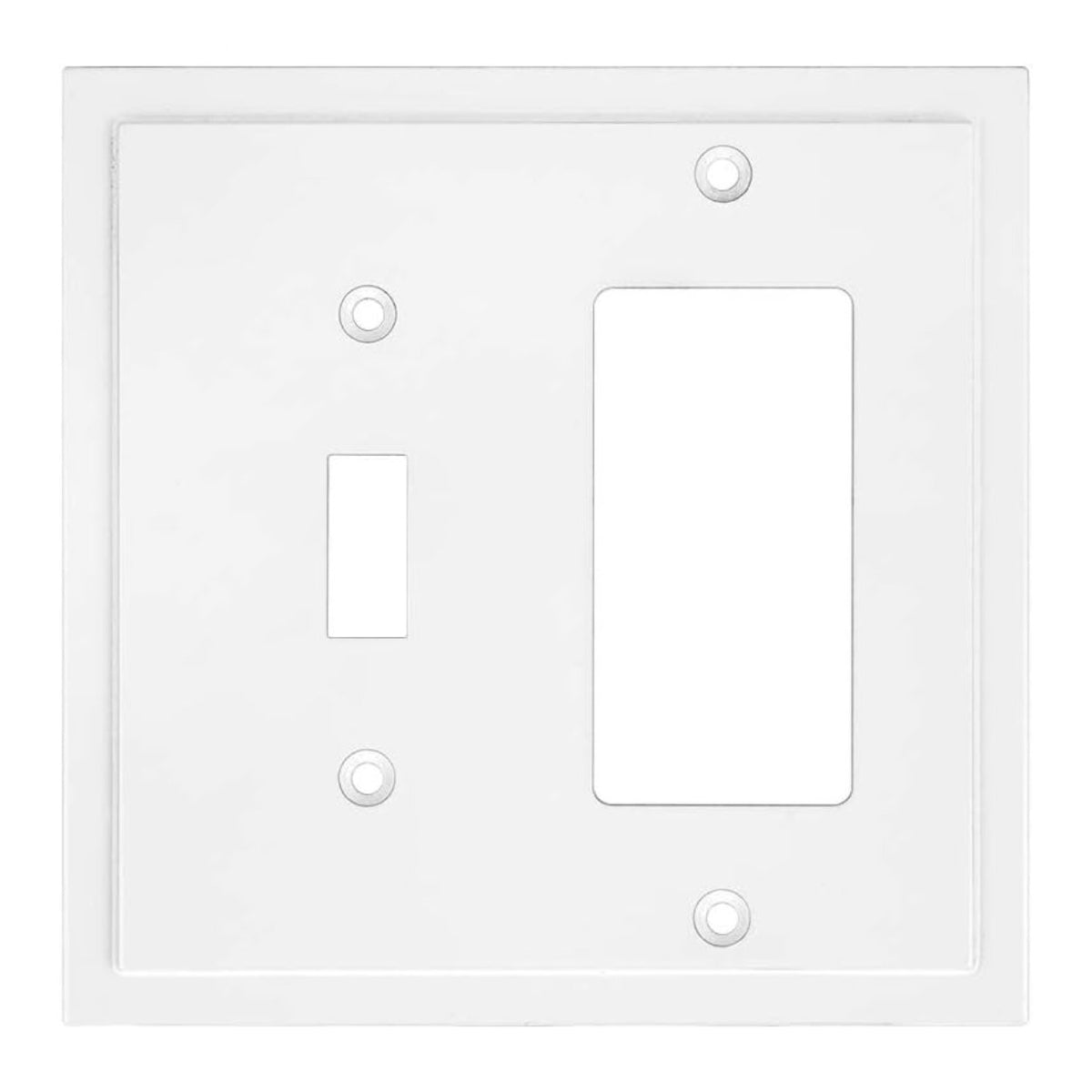 Harmon White Single Toggle / Single Decora Modern Edge Switchplate Cover