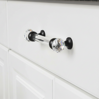 Cosmas 6393FB-C Flat Black with Clear Glass Cabinet Pull