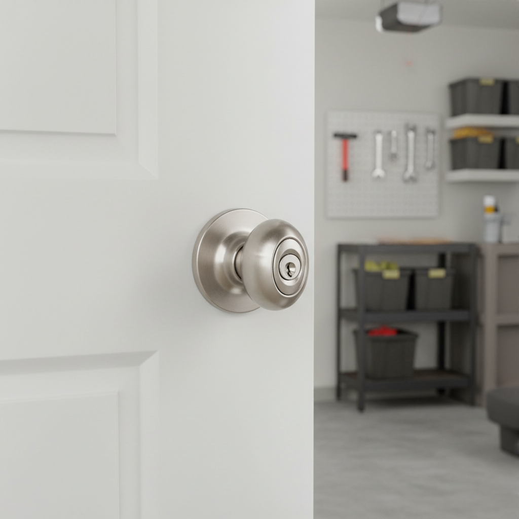 Somerset Keyed Entry Door Knob, Satin Nickel