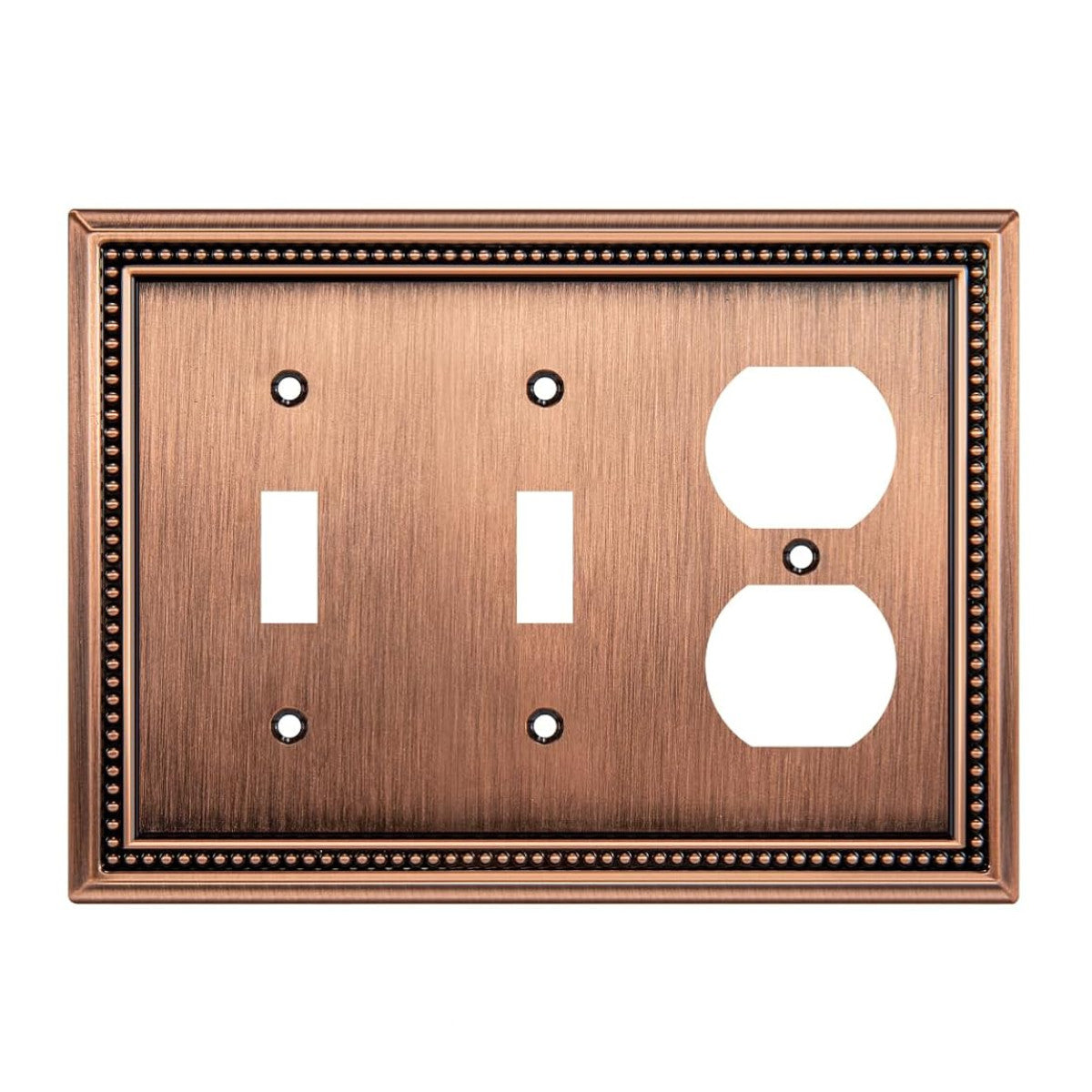 Harmon Antique Copper Double Toggle / Single Duplex Decorative Switchplate Cover