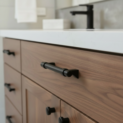 Cosmas 161-3FB Flat Black Euro Style Bar Pull