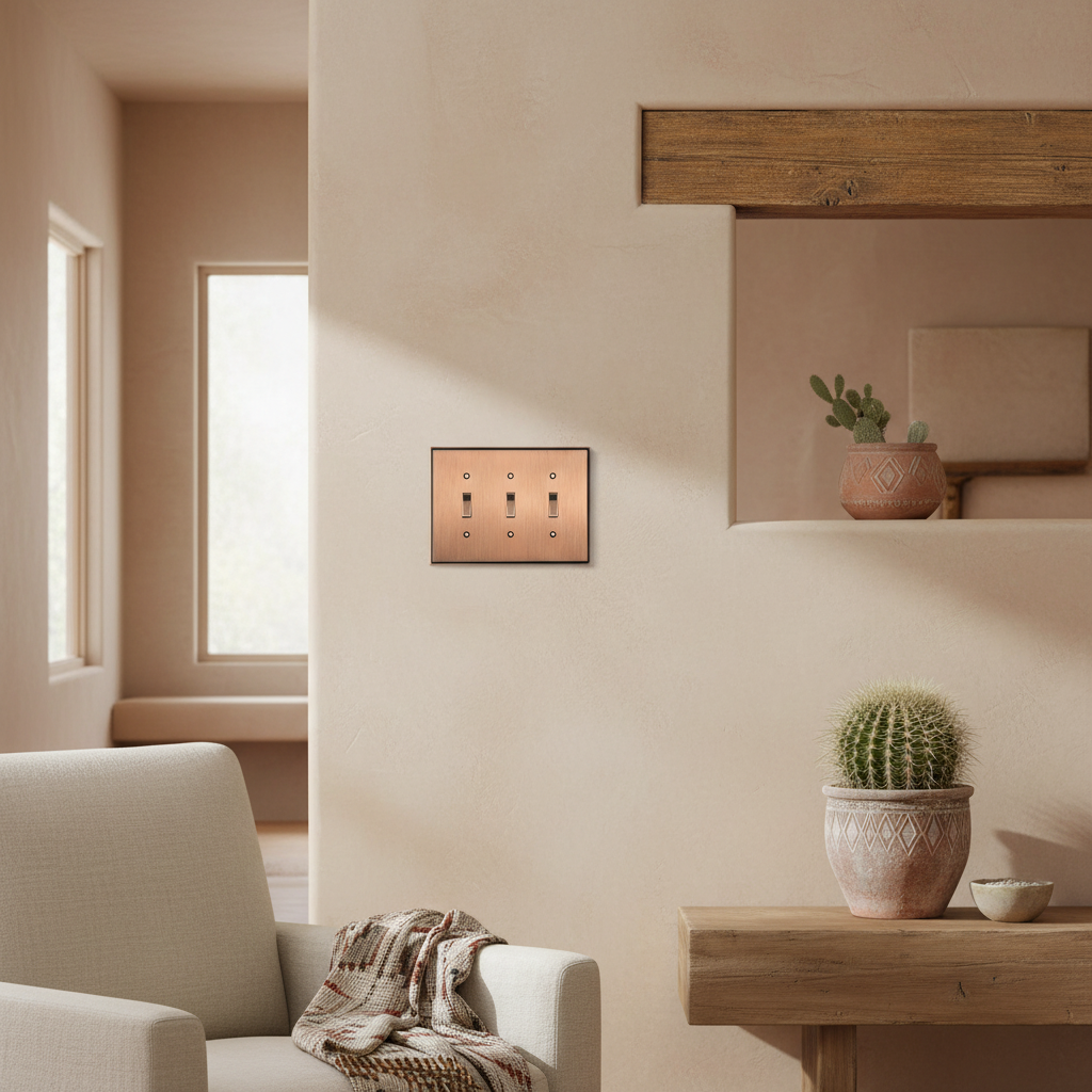 Harmon Antique Copper Triple Toggle Soft Modern Switchplate Cover