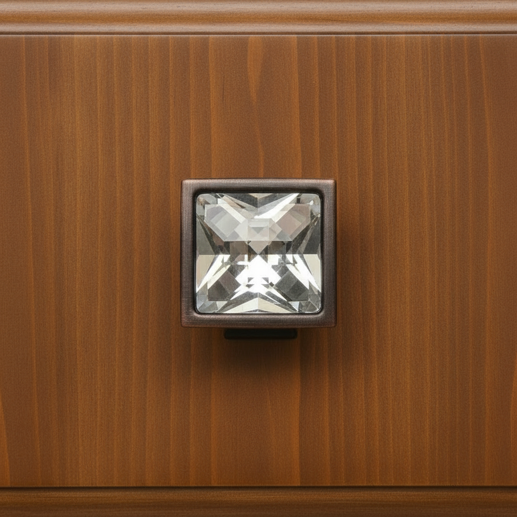 Cosmas 6825ORB-C Oil Rubbed Bronze &amp; Clear Glass Square Cabinet Knob