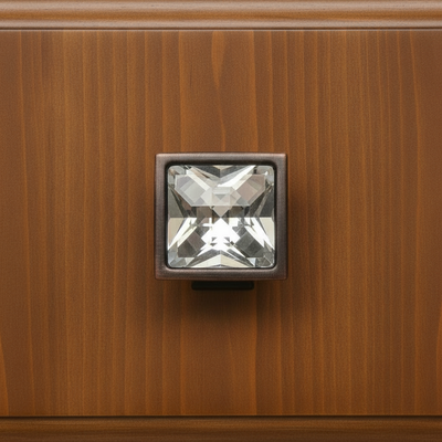Cosmas 6825ORB-C Oil Rubbed Bronze &amp; Clear Glass Square Cabinet Knob