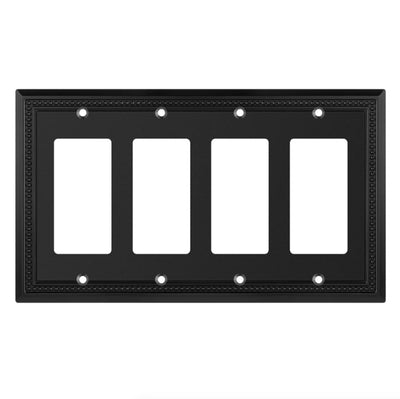 Harmon Matte Black Quad Decora Decorative Switchplate Cover