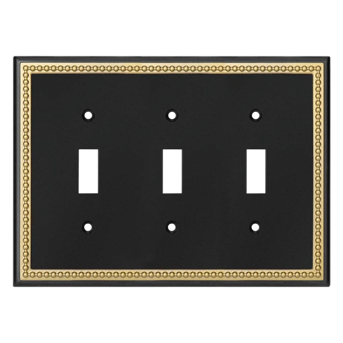 Harmon Black and Brushed Gold Triple Toggle Decorative Switchplate Cover