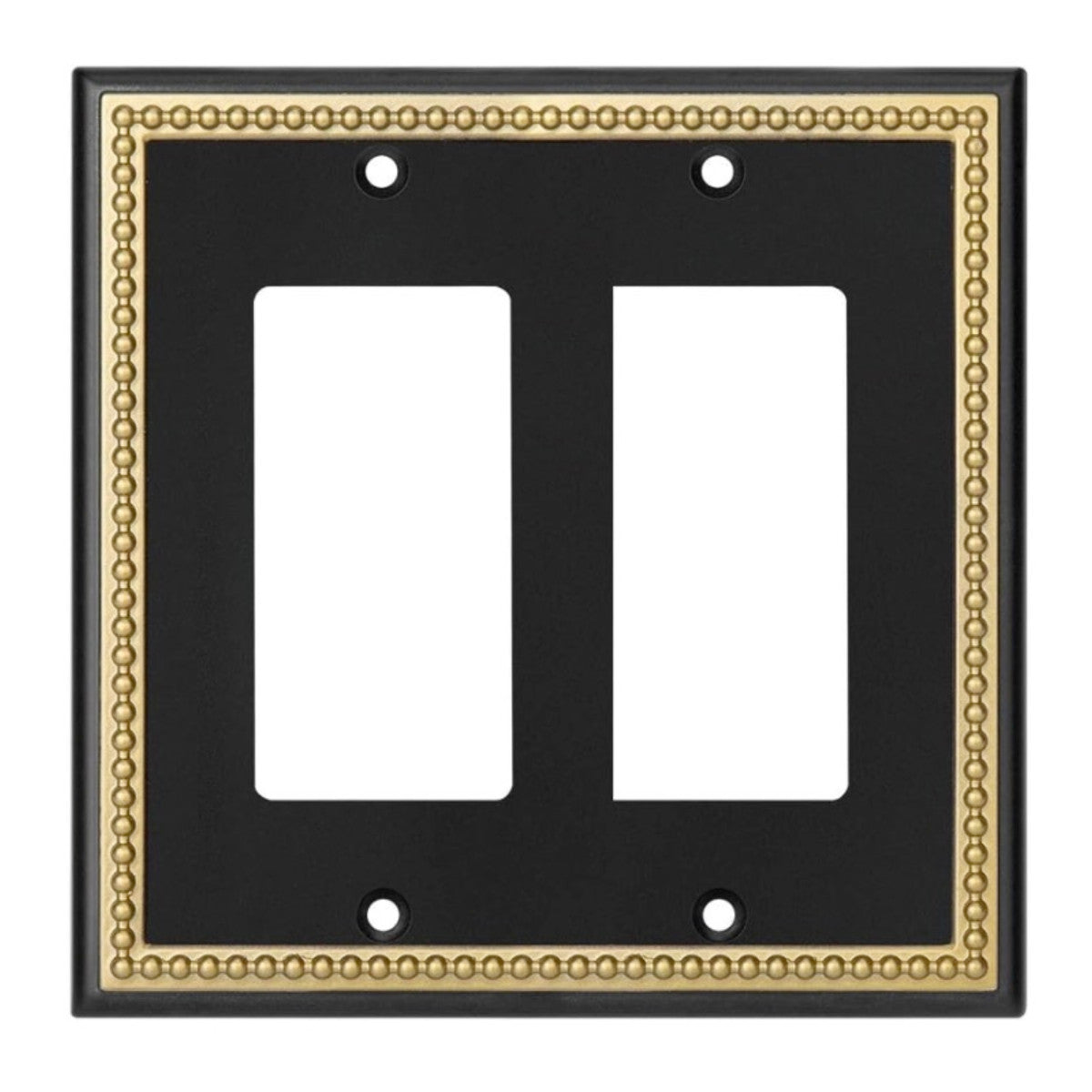 Harmon Black and Brushed Gold Double Decora Decorative Switchplate Cover