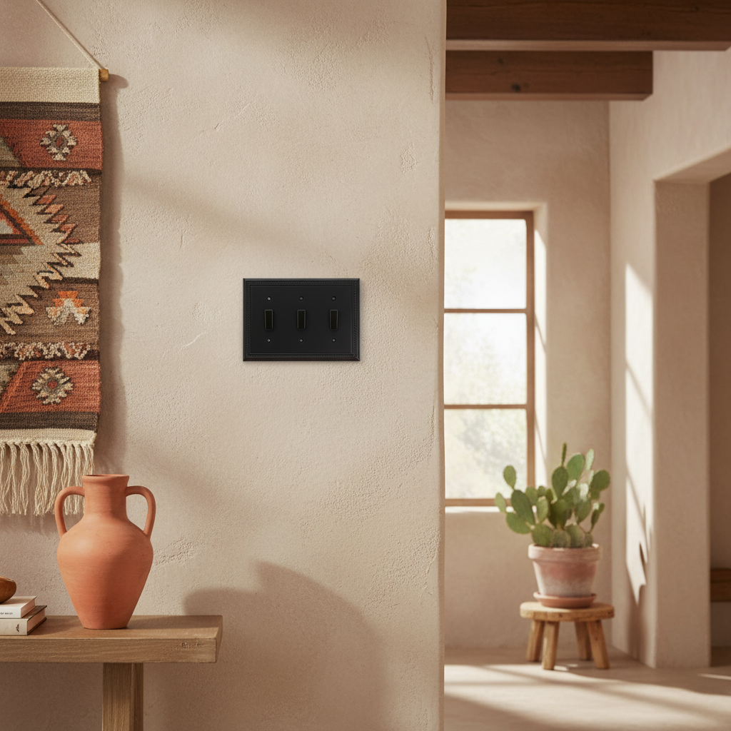 Harmon Matte Black Triple Toggle Decorative Switchplate Cover