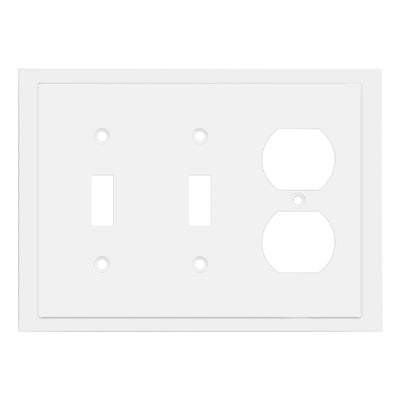 Harmon White Double Toggle / Single Duplex Modern Edge Switchplate Cover
