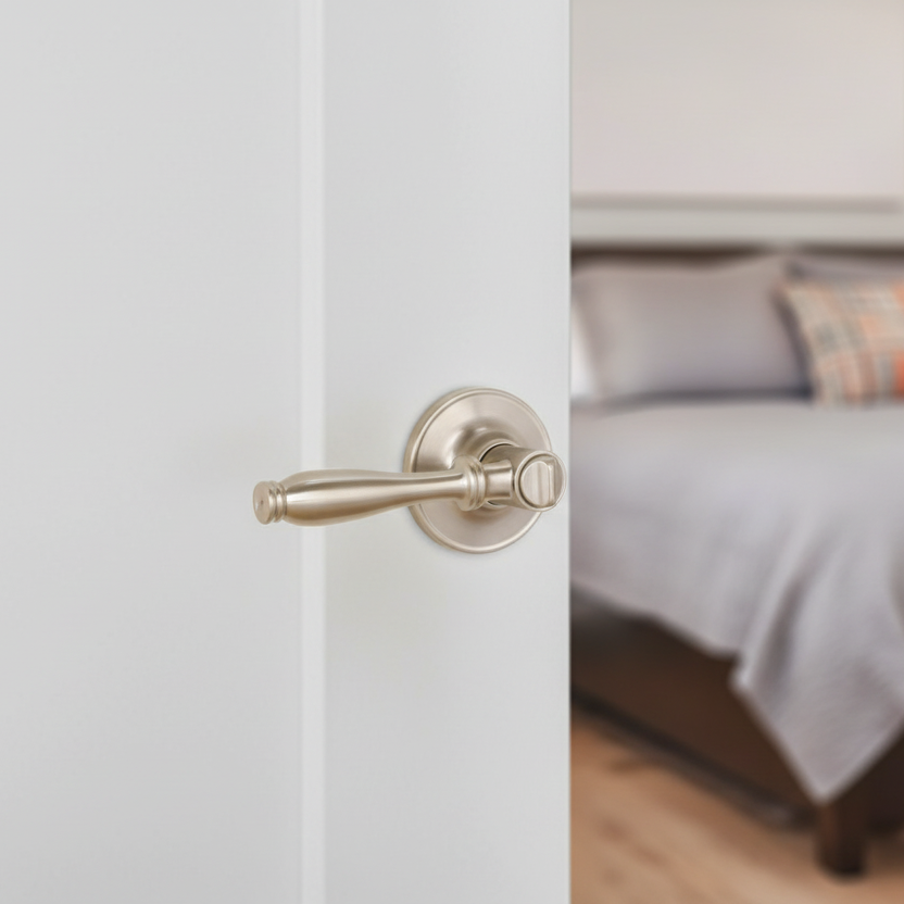 Villa Privacy Lever, Satin Nickel