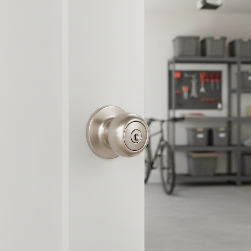 Bedford Keyed Entry Door Knob, Satin Nickel