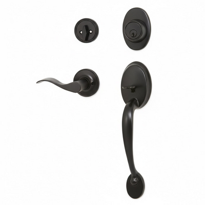 Frankfort Matte Black Traditional Handleset with Kingston Lever