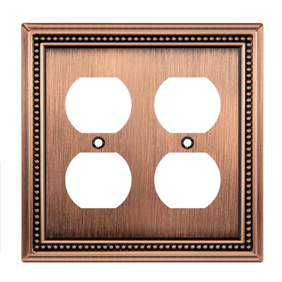 Harmon Antique Copper Double Duplex Decorative Outlet Cover