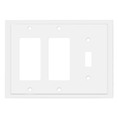 Harmon White Single Toggle / Double Decora Modern Edge Switchplate Cover
