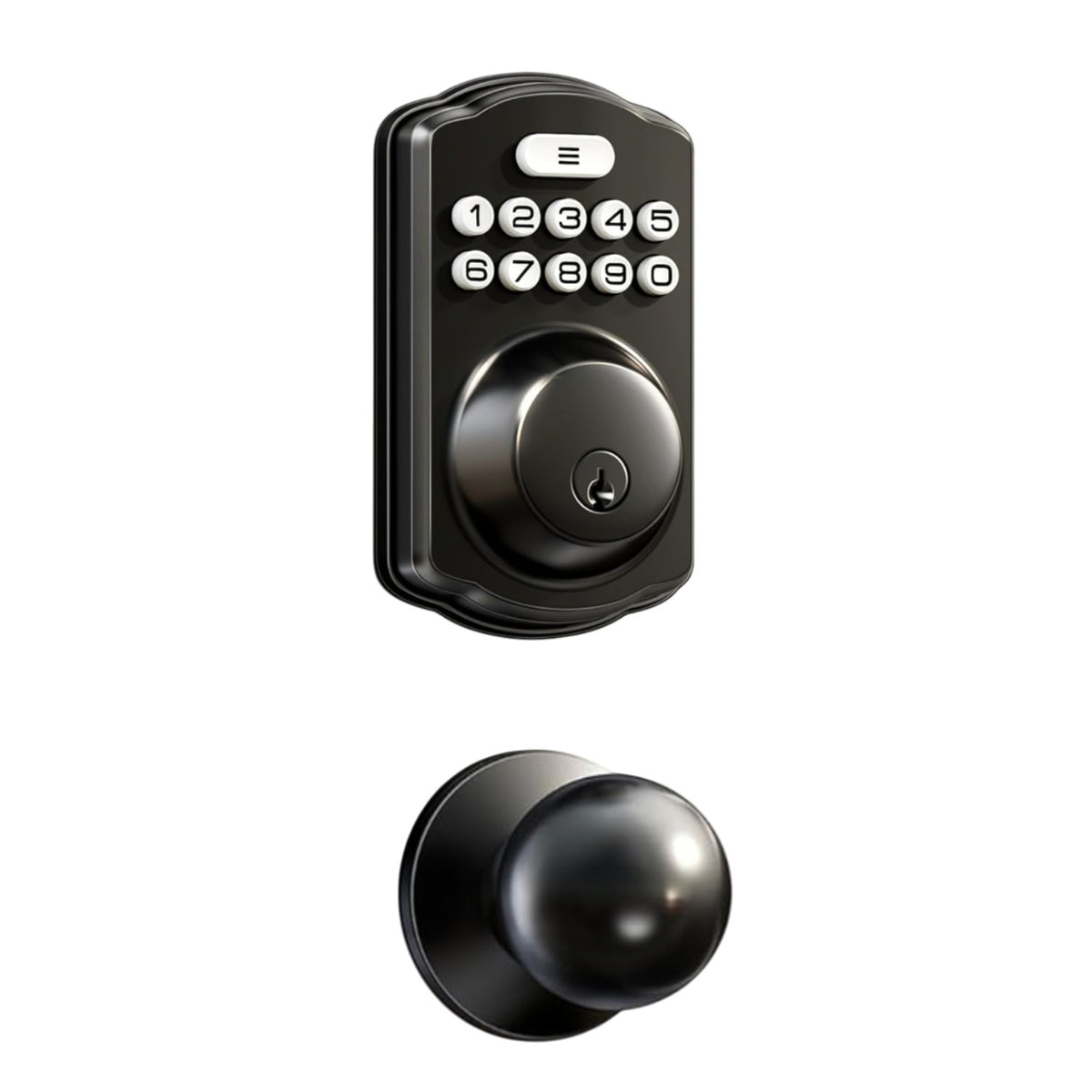 Keyless Entry KS01C Matte Black Keypad Deadbolt with Door Knob